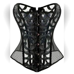 Everlove Fishnet Overbust Lace up Bustier Corset - XL